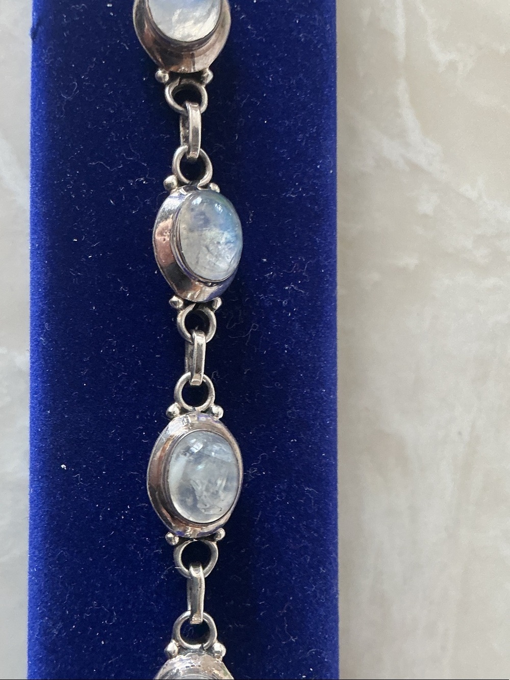 Moonstone Silver Link Bracelet - Blue Moonstone